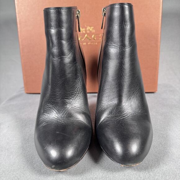 Coach Nila Dress Nappa Boots Womens Size 6.5 Black Leather Ankle Bootie Q6266 - Picture 4 of 12